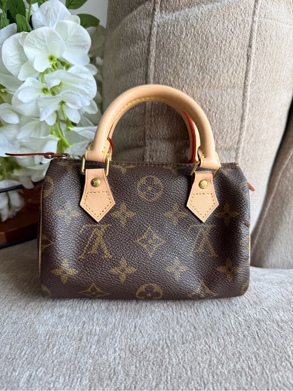 Louis Vuitton Brown Vintage Monogram Speedy Nano HL Authentic Full Set